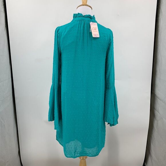 Chelsea & Violet Shirt Dress Womens XS Extra Small Swiss Dot Bell Sleeve Keyhole - Picture 6 of 15